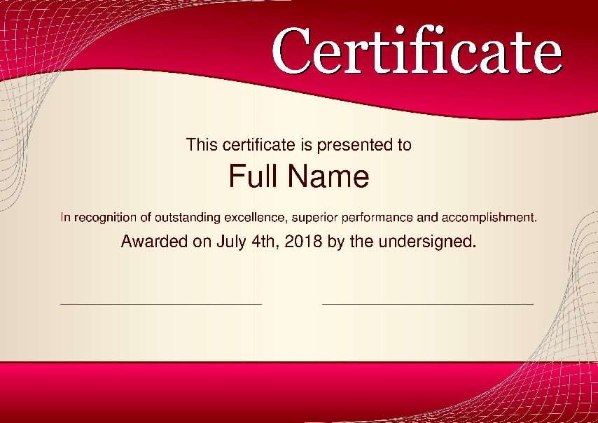 Certificate as PDF file, 