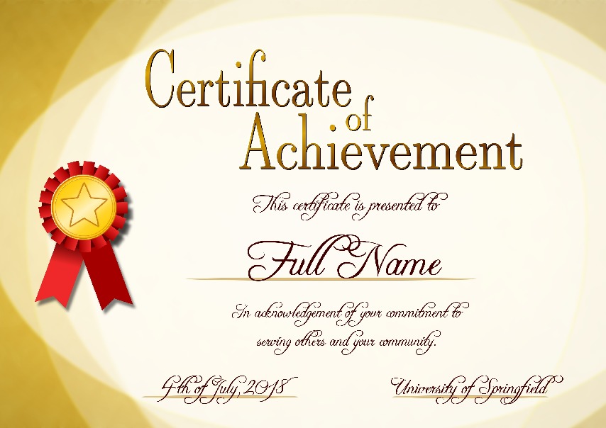 Certificate of Achievement as PDF file, 